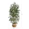 64" Bamboo Artificial Tree with Natural Bamboo Trunks in Boho Chic Handmade Natural Cotton Woven Planter with Tassels